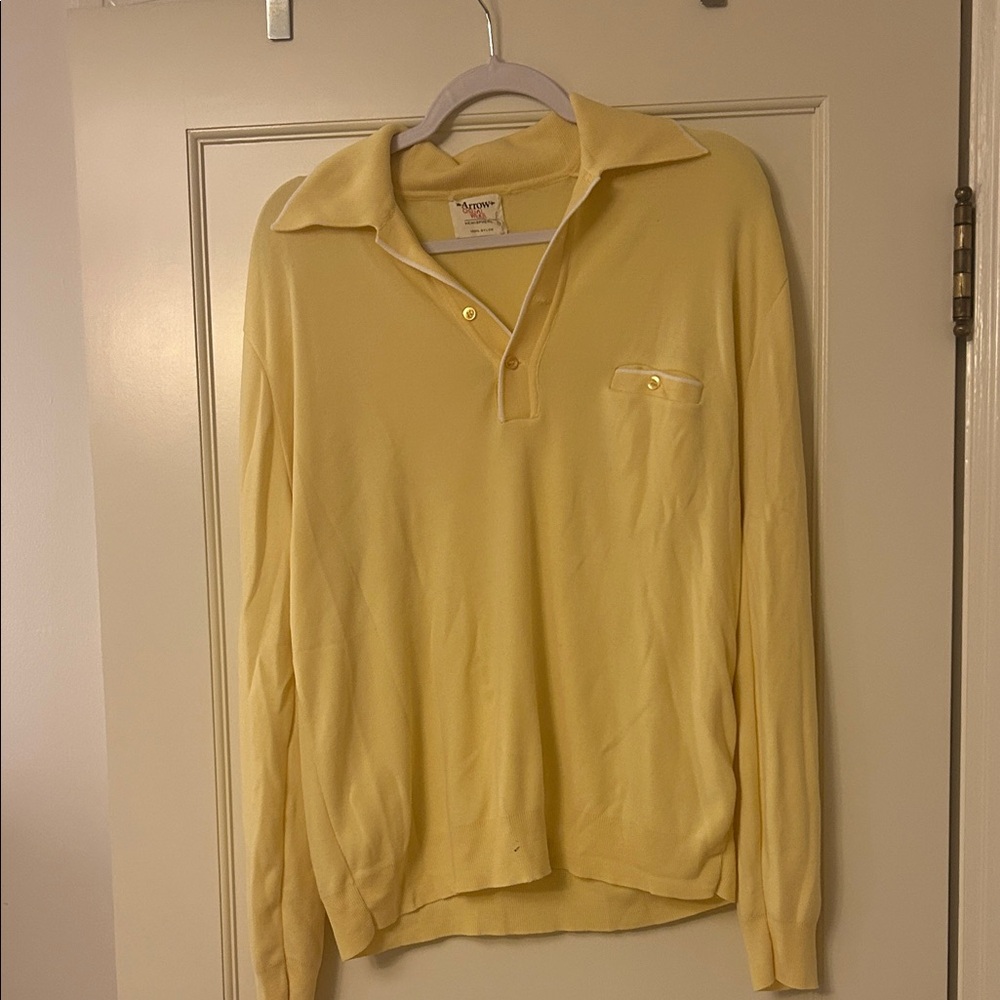 Men’s Vintage Yellow Long Sleeve Polo Shirt